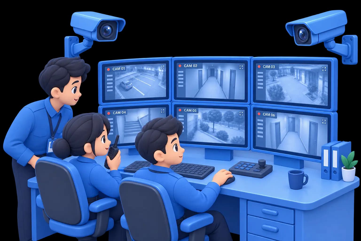 Ilustrasi ruang kendali Monitoring CCTV